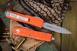 Microtech UTX-85 OTF Automatic Knife Orange 3.1" Dagger Apocalyptic Stonewash 232-10APOR