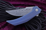 Reate Knives/Tashi Bharucha Starboy Blue Titanium Framelock 3.25" Damasteel