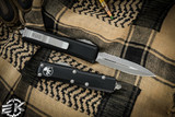 Microtech UTX-85 Black OTF Apocalyptic Stonewash Serrated 232-11AP