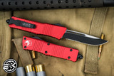 Microtech Combat Troodon OTF Automatic Knife Red 3.8\" Drop Point Serrated Black 143-2RD