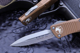 Microtech Troodon OTF Automatic Knife Tan 3" 204P Dagger Stonewash 138-10TA