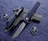 Microtech Ultratech OTF Black Alloy Tanto Bronze M390 Serrated 123-14