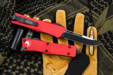 Microtech Troodon OTF Automatic Knife Red 3" Drop Point Black 139-1RD