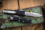 Microtech UTX-85 OTF Automatic Knife 3.1\" Drop Point Stonewash Serrated 231-11