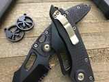 Microtech/Borka Blades Stitch Auto Bronze Accents Black DLC Serrated M390 169-2DLC