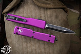 Microtech UTX-70 OTF Automatic Knife Violet 2.4" Dagger Serrated Black 147-2VI 