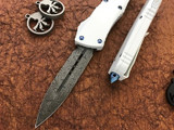 Microtech Combat Troodon White DE Damascus Blue Accents 142-16WH