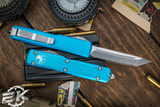 Microtech Ultratech OTF Automatic Knife Turquoise 3.4\" Tanto Stonewash Serrated  123-12TQ