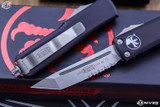 Microtech UTX-85 Black OTF Automatic 3" Tanto Satin Serrated 233-5