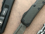 Microtech UTX-85 Signature CF/TI Blue Ringed Accents Damascus TE 233-16CFTI