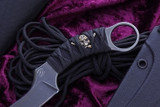 Bastinelli Knives Mako Black Cord, Leather Wrap Bronze Menuki
