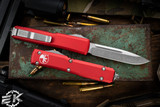 Microtech Ultratech OTF Automatic Knife Red 3.4\" Drop Point Stonewash 121-10RD