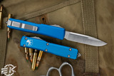 Microtech Ultratech OTF Automatic Knife Blue 3.4\" Drop Point Satin 121-4BL