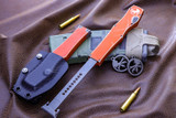 Microtech Halo 6 VI Orange Distressed OTF Tanto Stonewash 250-10DOR