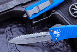 Microtech Troodon Blue OTF D/E Satin Serrated 138-6BL