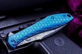 Jerry Moen Custom Mongoose Blue Titanium Honeycomb (3.6" Damasteel) Prototype
