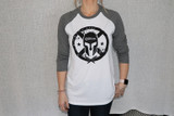 EKNIVES Molon Labe Baseball Raglan 3/4 Sleeve Shirt White/Gray Unisex