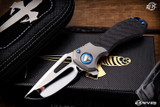 Marfione Custom Protocol Flipper Carbon Fiber Blue Accents 2.75" Mirror Polish