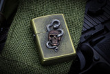 Extremaddiction/SR Metalworks Custom Zippo Lighter Brass Skull/Snake