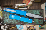 Microtech Ultratech OTF Automatic Knife Blue 3.4" Dagger Apocalyptic Stonewash 122-10APBL