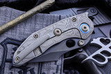 Borka Blades/Ti2 Design Stitch "Merica" Skull Flag Engraved 3.5" DLC Stonewash