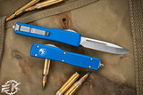 Microtech UTX-70 OTF Automatic Knife Blue 2.4" Drop Point Satin 148-4BL