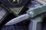 Microtech Troodon OTF Green Distressed D/E 3" (Dagger Stonewash Serrated) 138-12DOD