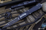 Microtech Dirac OTF Automatic Knife D/E (3" Dagger Black, Full Serrated) 225-3