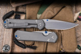 Chris Reeve Knives Small Sebenza 31 Folding Knife Sandblasted Titanium 3" MagnaCut Drop Point Stonewash S31-1000
