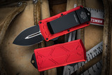 Microtech Exocet OTF Knife/Money Clip Cali Legal Red 1.9" Dagger Black 157-1RD