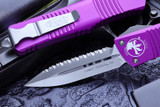 Microtech Combat Troodon OTF Automatic Knife Violet D/E 3.8" Dagger Satin Serrated 142-6VI