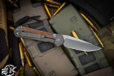Chris Reeve Knives Small Sebenza 31 Folding Knife Knife Sandblasted Titanium, Natural Canvas Micarta Inlay 3" MagnaCut Drop Point Stonewash S31-1212