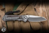 Chris Reeve Knives Small Inkosi Folding Knife Titanium/Natural Canvas Micarta Inlay 2.75" MagnaCut Insingo Stonewash SIN-1030