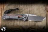 Chris Reeve Knives Small Inkosi Folding Knife Sandblasted Titanium, Natural Canvas Micarta Inlay 2.75" MagnaCut Tanto SIN-1046