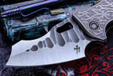 Borka Blades/Bond Knives "Shylock" Thorns Etch Titanium 3.75" Satin Borka Pattern