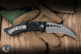 Microtech Hawk Automatic Folding Knife Black Aluminum, Textured Inlay 4" CTS-204P Hawkbill Apocalyptic Stonewash 166-10AP