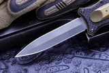 Hawk Knives Custom Deadlock Model A OTF Carbon Fiber/Brass 3.75" Blasted D/E Dagger