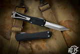 Heretic Knives Manticore S Automatic OTF Knife Black 2.6" Tanto Battleworn H023-5A