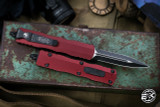 Microtech Dirac OTF Automatic Knife Merlot Red D/E 3" Dagger Black Full Serrated 225-3MR
