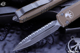 Microtech Ultratech OTF Automatic Knife Tan Distressed D/E 3.4" M390 Stonewash Serrated 122-12DTA
