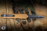 Microtech Dirac Delta OTF Automatic Knife Tan Aluminum 3.75" CTS-204P Dagger Serrated Black 227-2TA