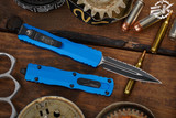 Microtech Dirac OTF Automatic Knife Blue 3" Dagger Black Serrated  225-3BL