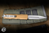 Microtech Dirac OTF Automatic Knife Tan Aluminum 2.8" M390 Dagger Stonewash 22510TA