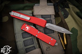 Microtech Ultratech Red OTF Automatic D/E 3.4" Apocalyptic Stonewash 122-10APRD