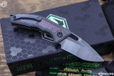Heretic Knives Custom Medusa Automatic, Carbon Fiber Damascus Inlay, 3.25" Polish Recurve #2