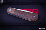 Enrique Pena Custom "Zulu" Front Flipper Brown Canvas Micarta 2.6" Satin