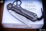 Chris Reeve Knives, Large Sebenza 31, Rhino Engraved (Left Hand) Titanium Knife 3.6" Drop Point Stonewash