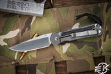 Left Handed-Chris Reeve Knives Small Sebenza 31 Folding Knife Titanium, Black Micarta Inlay 3" Magnacut Drop Point Stonewash S31-1201LH