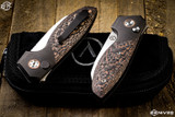 Alliance Designs "Mini Slim Pickins" Copperhead Fat Carbon Button Lock Flipper Knife, 2.8" Satin