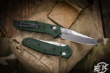 Benchmade Mini Osborne AXIS Lock Folding Knife Green 2.9" Satin Reverse Tanto 945